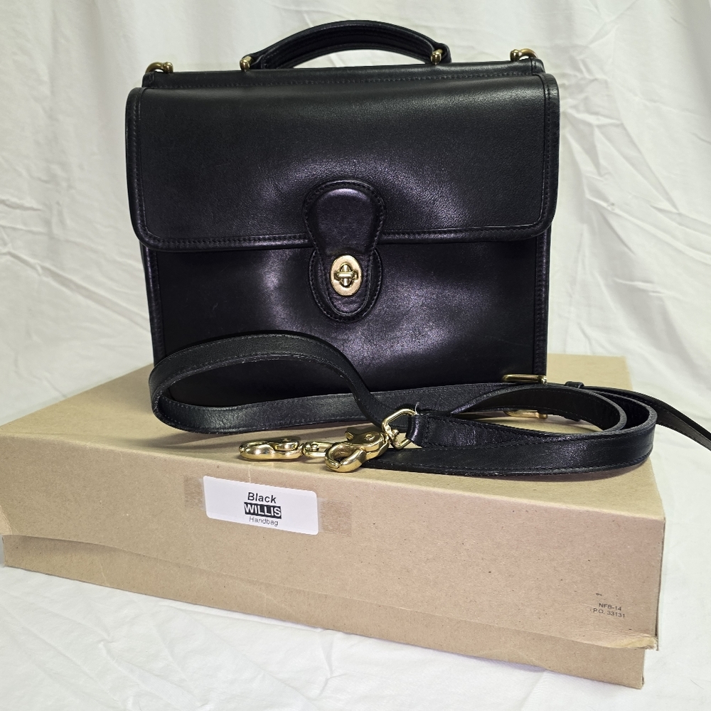 Black Leather Vintage Coach Willis Bag